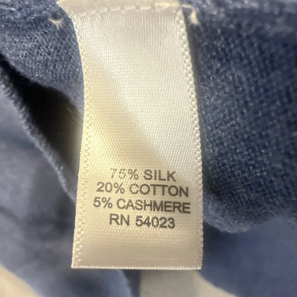 Banana Republic Silk Cashmere Cotton Sweater Mens Size L Blue V-Neck Lightweight